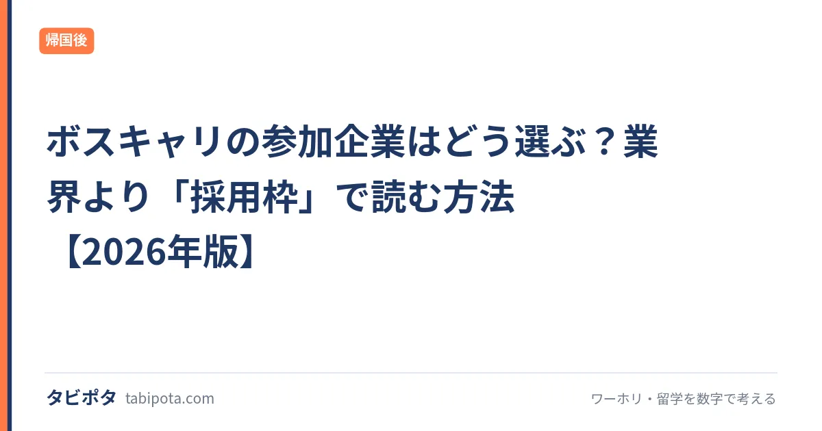 ボスキャリの参加企業はどう選ぶ？業界より「採用枠」で読む方法【2026年版】